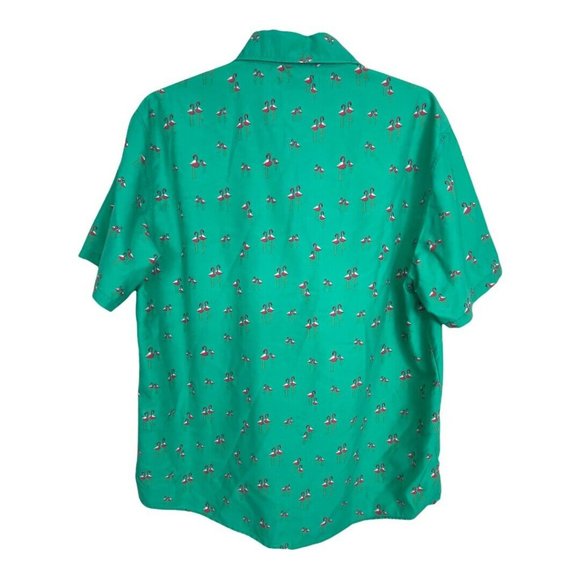 Ingear Resort Mens Shirt Size Large Green Pink Flamingo Short Sleeve Button Up - Picture 2 of 9